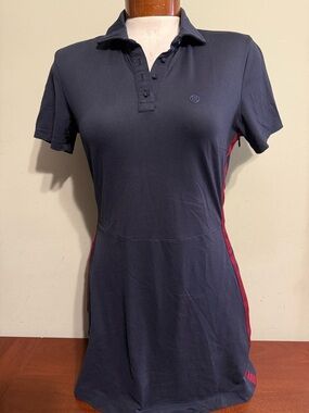 G/FORE G4 WOMEN'S MEDIUM NAVY GOLF TENNIS PICKLEBALL DRESS SIDE STRIPE PRE-OWNED
